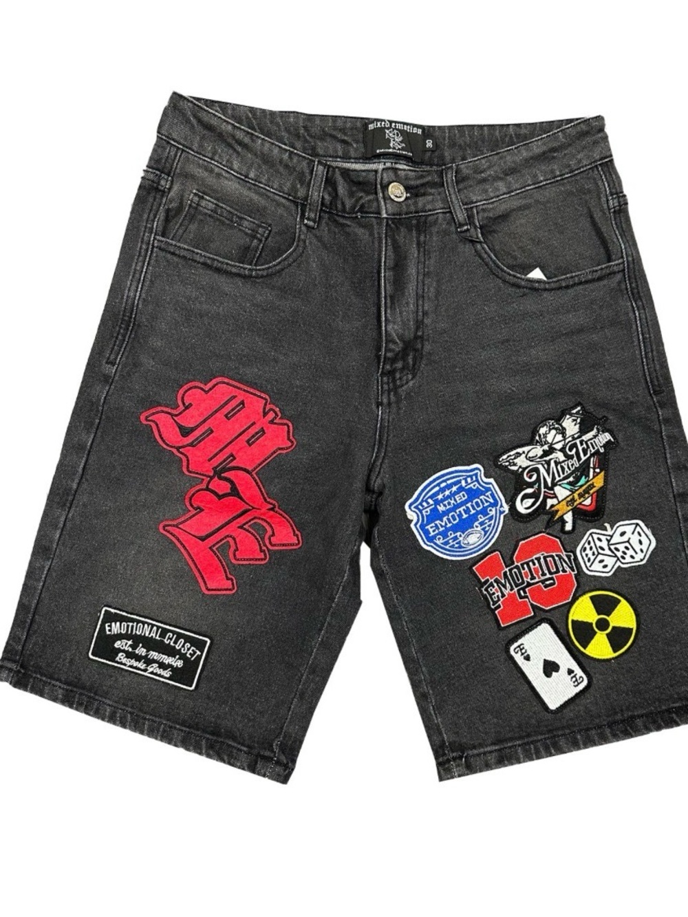 Mixed emotion Black Patchwork Graphic Men’s Shorts